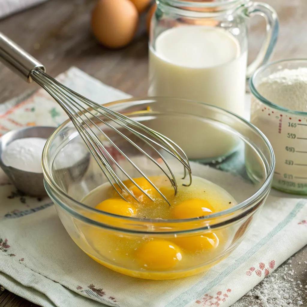 Instructions for a Perfect spinach and egg casserole : Beat the eggs