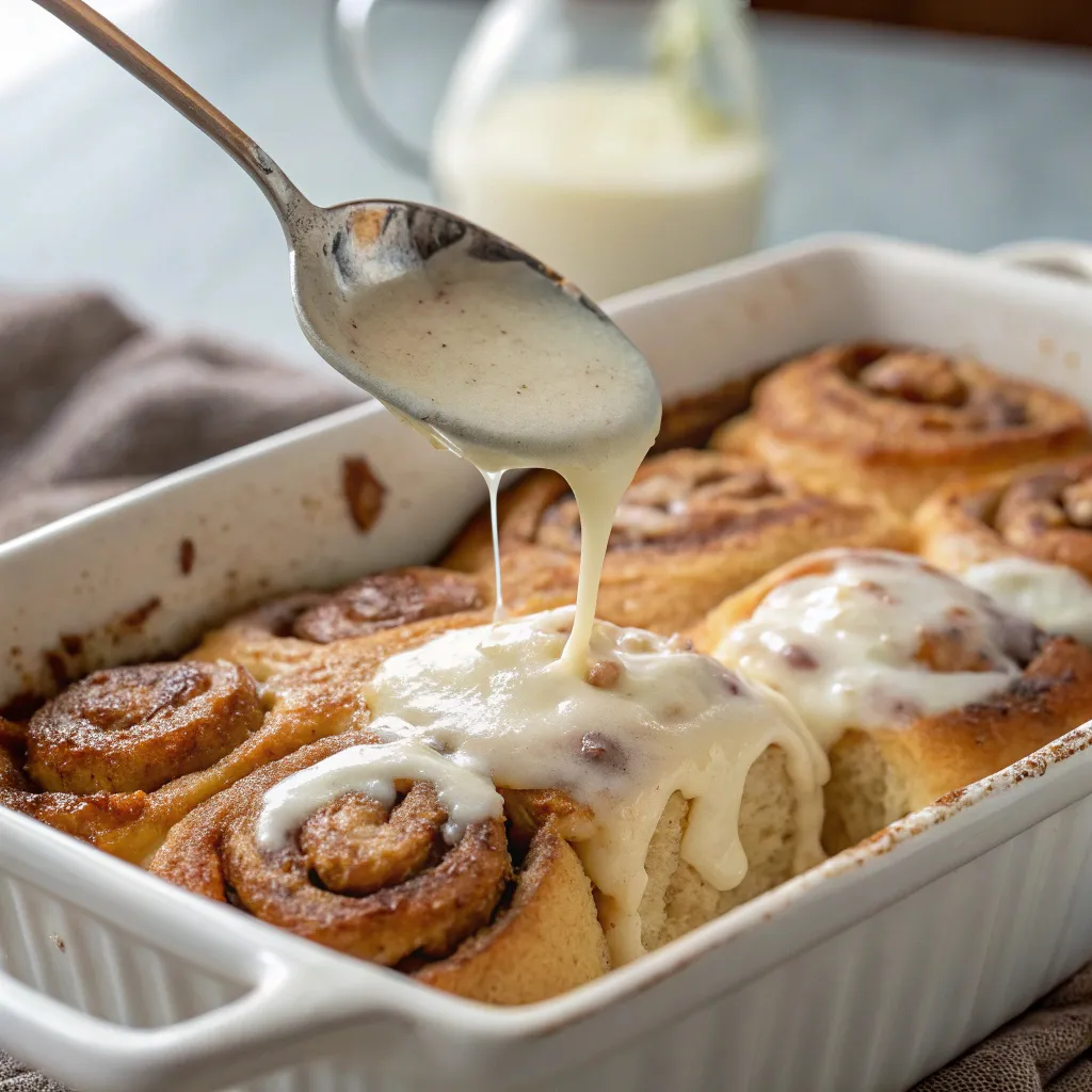 Step by Step Instructions for a Perfect cinnamon roll casserole : Finish with frosting