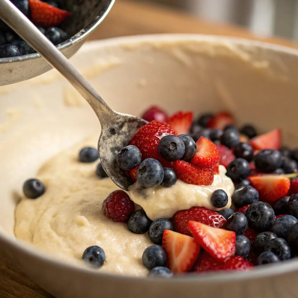 Step by Step Instructions for a Perfect Pancake Casserole : Fold in berries