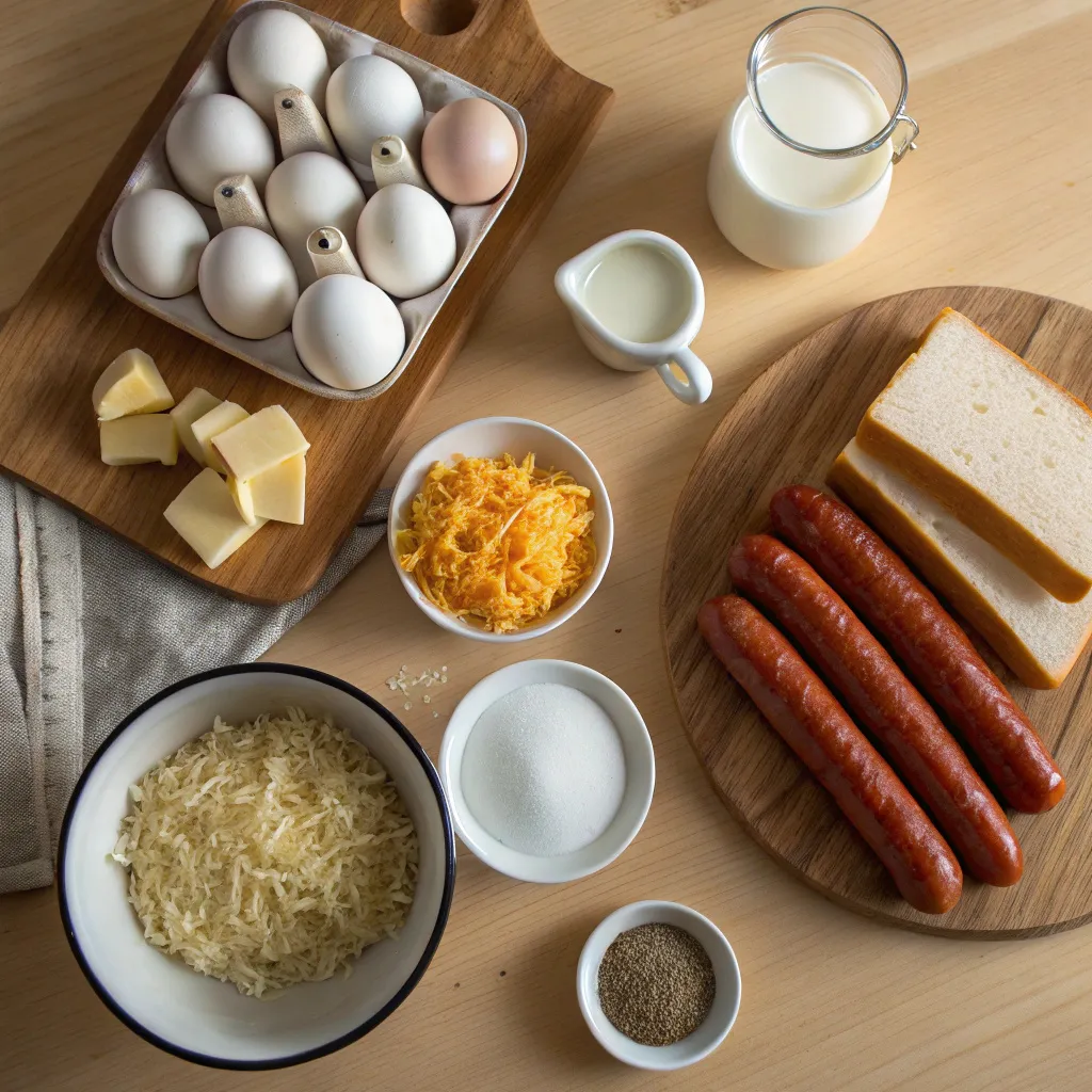 Ingredients for Egg and Sausage Casserole