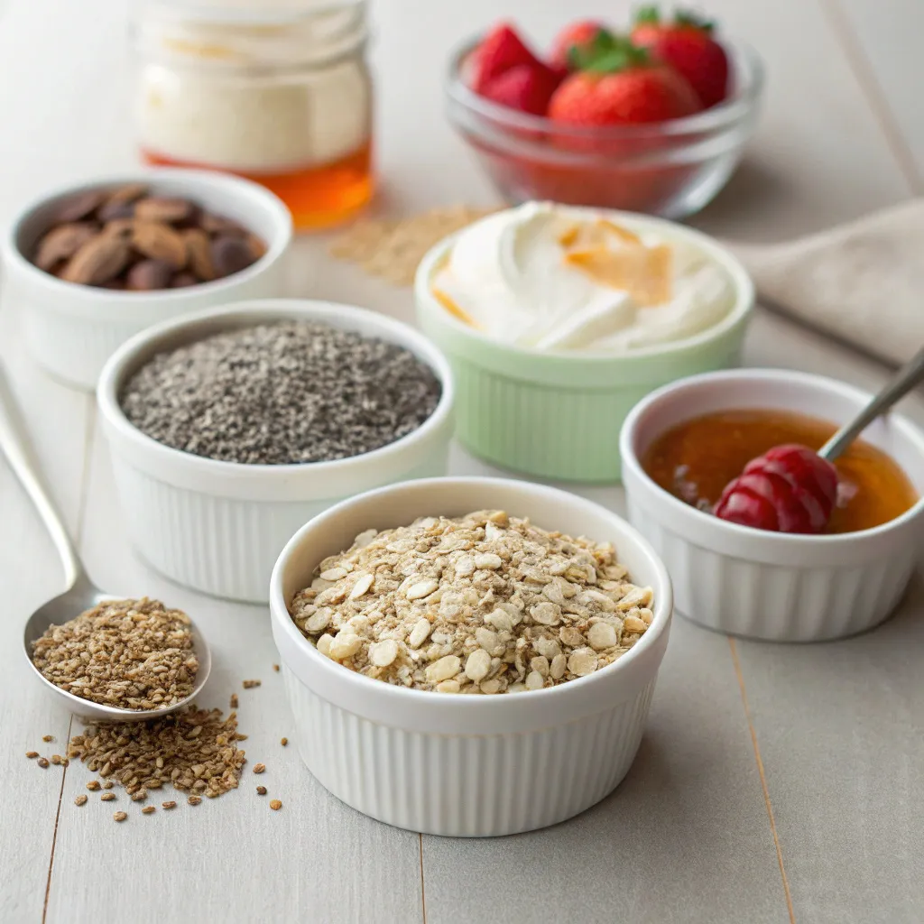 Ingredients for Overnight Oats with Yogurt and Chia Seeds