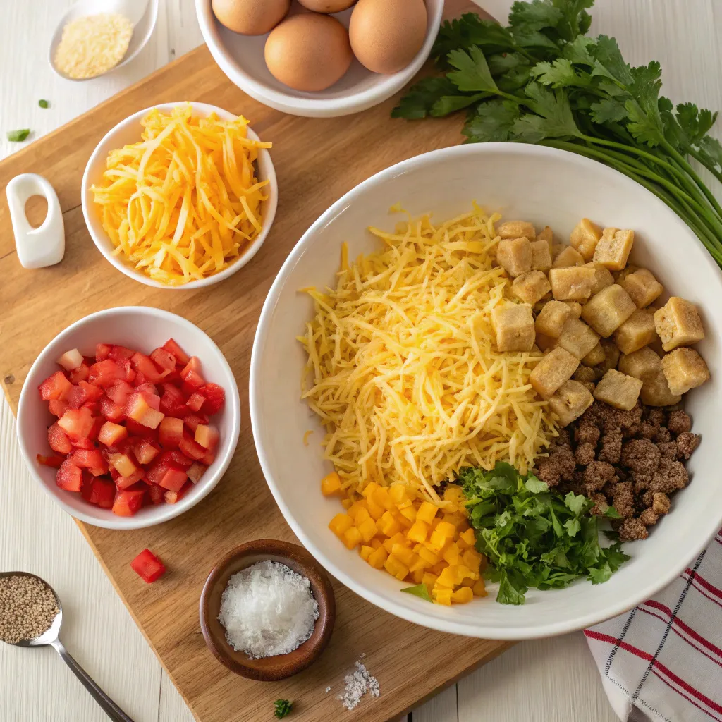 Ingredients for hashbrown breakfast casserole recipe