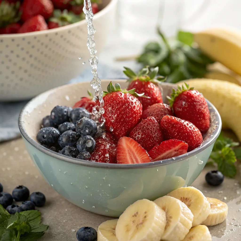 Instructions to Make a Strawberry and Blueberry Smoothie : Prepare the ingredients