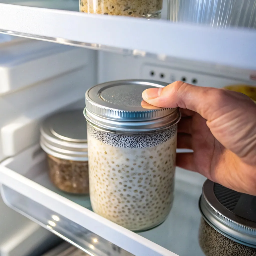 Step-by-Step Instructions for Overnight Oats with Yogurt and Chia Seeds : Refrigerate overnight