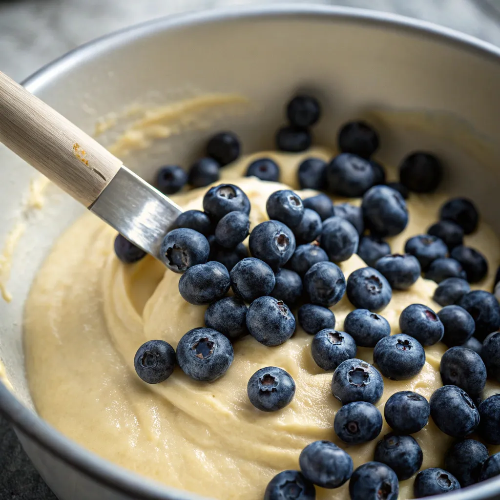 nstructions for Making Banana Blueberry Muffins : Fold in the Blueberries