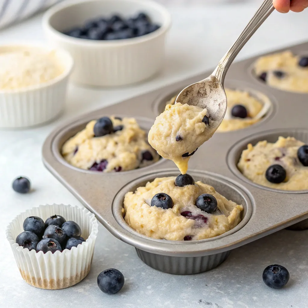 nstructions for Making Banana Blueberry Muffins : Fill the Muffin Pan