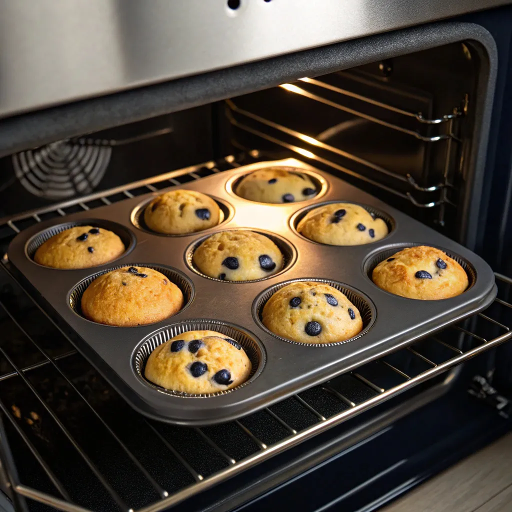 nstructions for Making Banana Blueberry Muffins : Bake