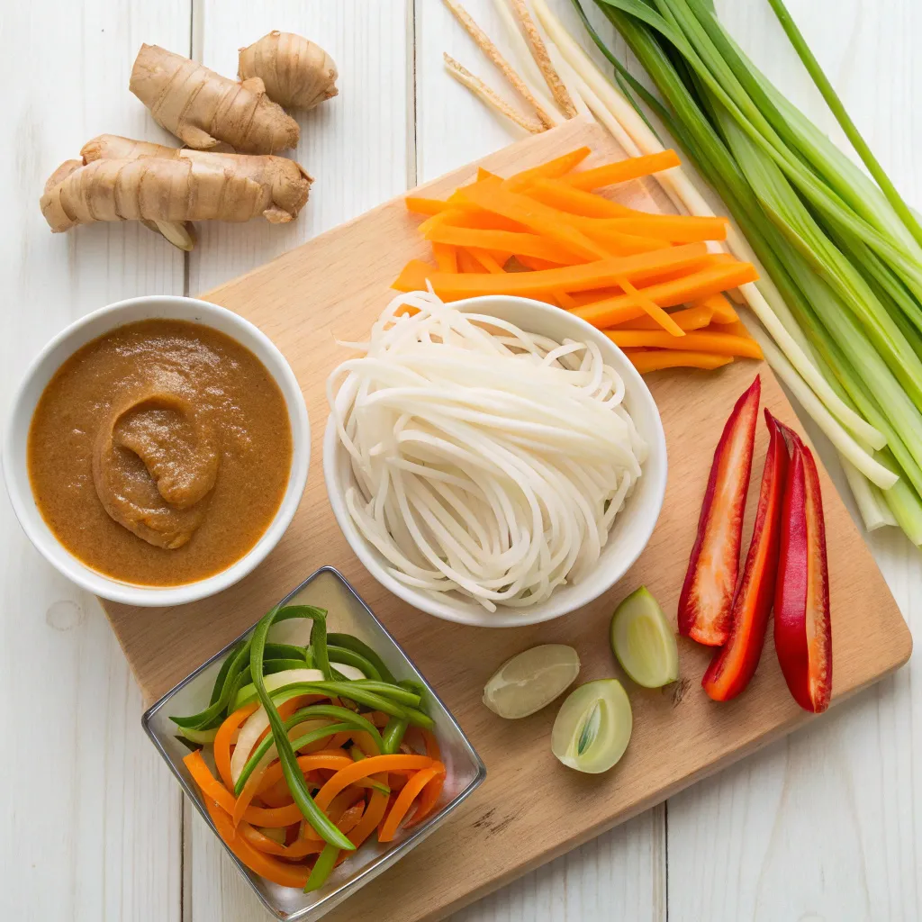 Ingredients for Making Thai Peanut Noodles in a Crock Pot