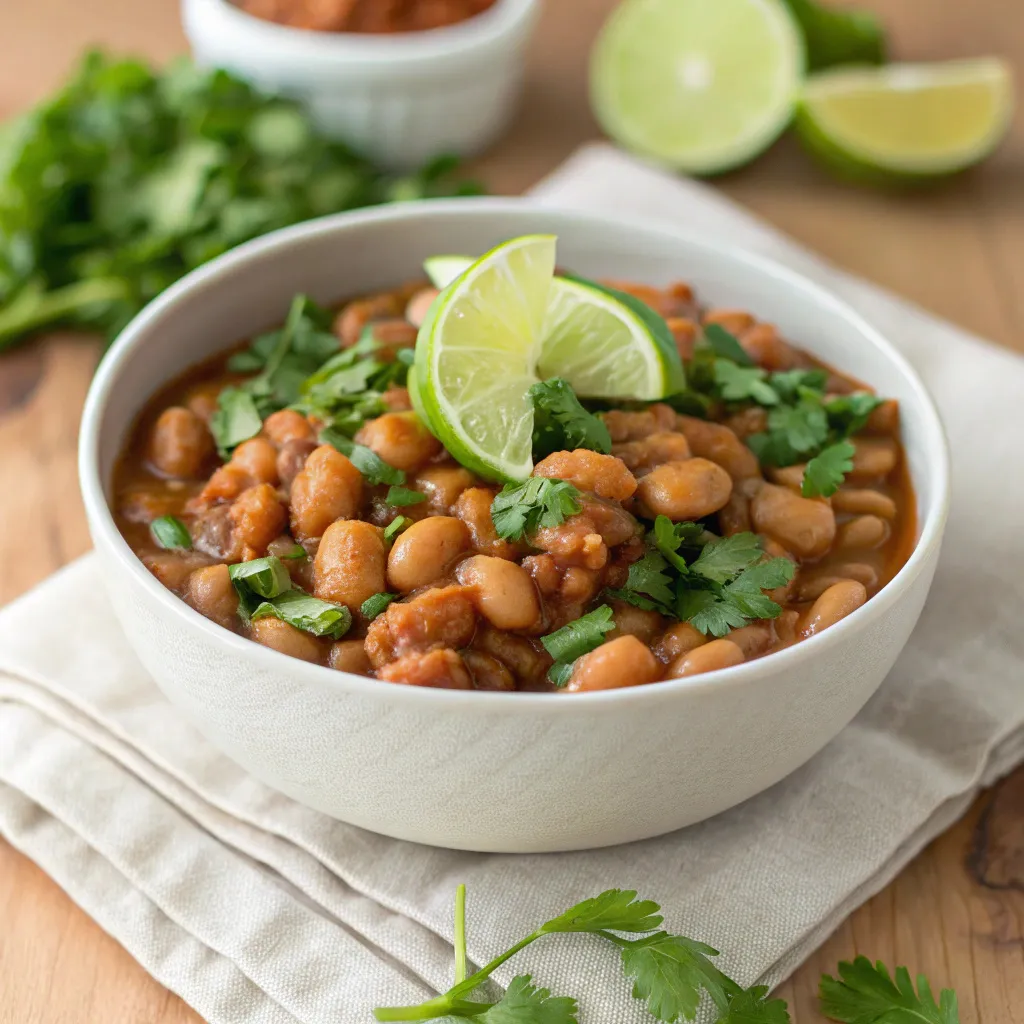 Instructions for Simple Vegetarian Slow-Cooked Beans : Serve