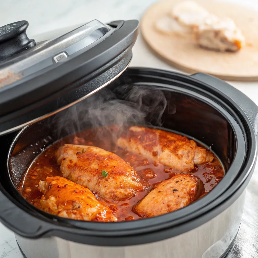 Slow-Cooker Buffalo Chicken Salad instructions : Cook the chicken