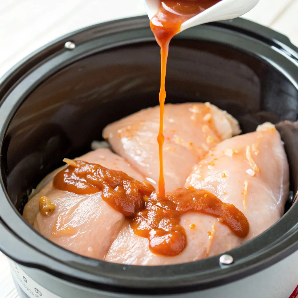 Slow-Cooker Buffalo Chicken Salad instructions : Prepare the chicken