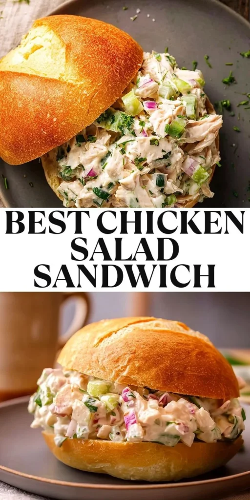 Delicious chicken salad sandwich on a plate with fresh ingredients